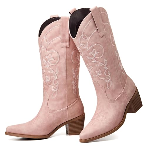 Image of Cowboy Boots for Women, Pointed Toe Chunky Heel | All-day walking comfort design, versatile for daily outfits, country music festivals and western style occasions
