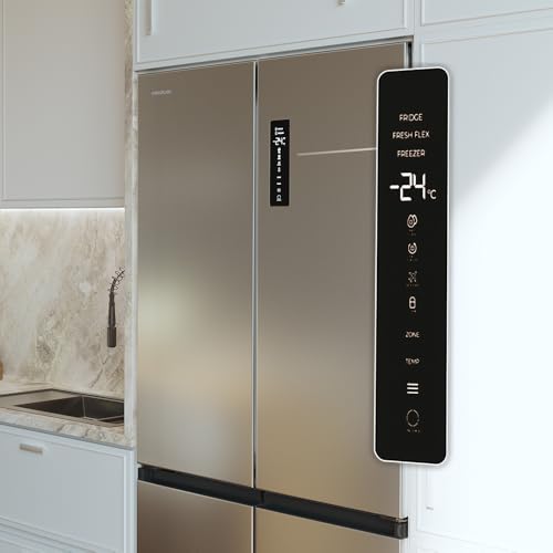 Cecotec Réfrigérateur 4 Portes Semi-Intégrable Total No Frost Bolero CoolMarket 4D 456 SBI Inox E, Extra Capacité Max 456 L, Hauteur 189 cm et 83 cm Largeur, MetalFlexCooling, Compresseur Inverter