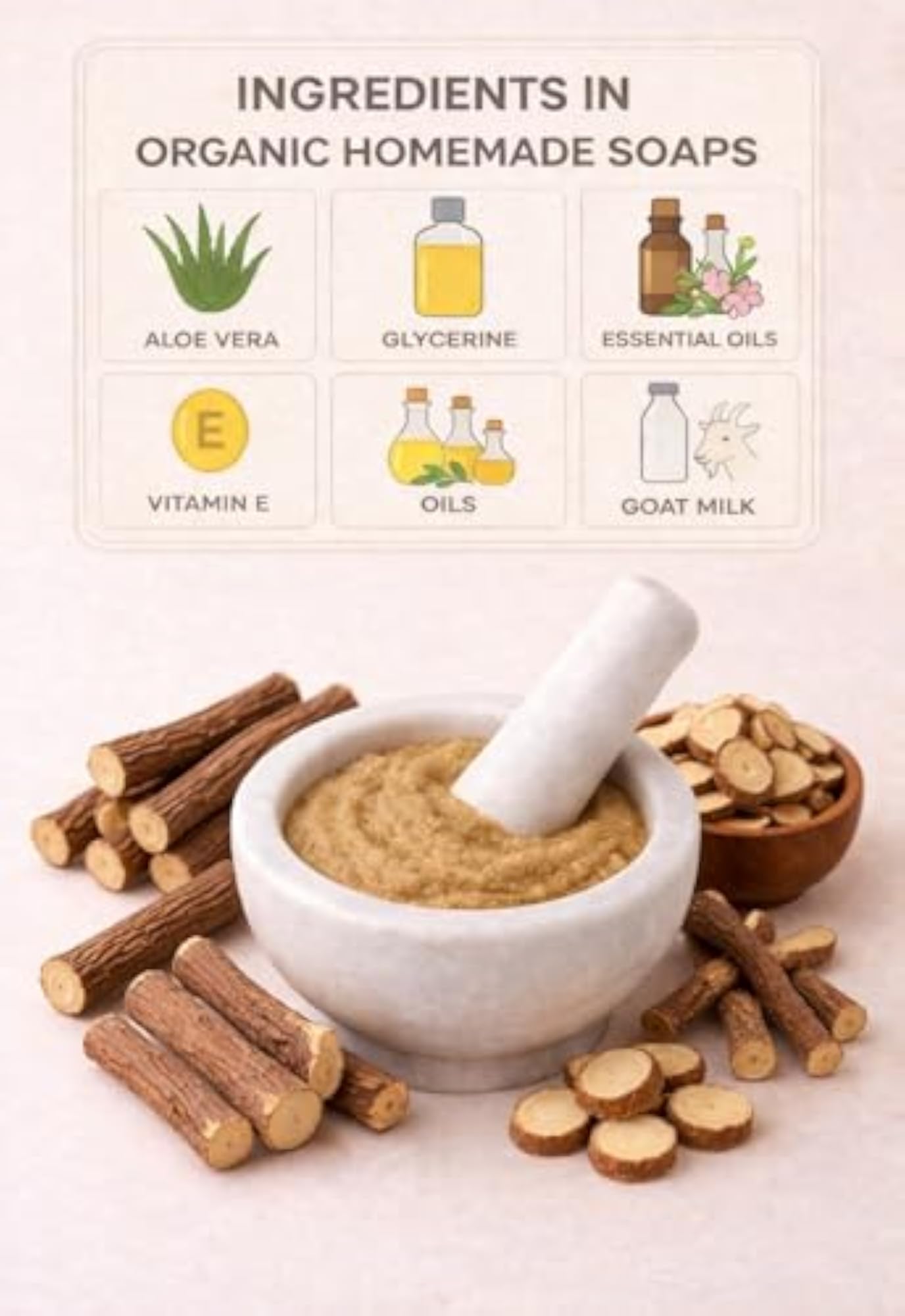 Handmade Mulethi Milk Soap, Brightening & Skin-Soothing