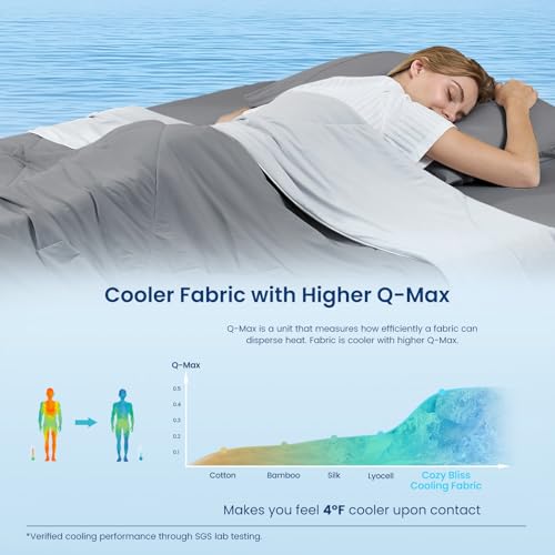 Cozy Bliss Cooling Comforter Twin Size, Cooling Blankets for Hot Sleepers and Night Sweats, Dark Light Gray Summer Comforter for Twin Size Bed, Breathable Soft Lightweight Silk Smooth