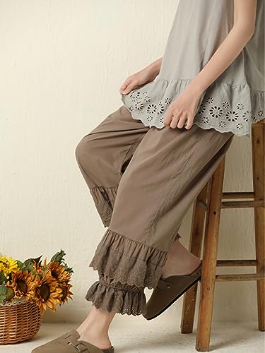 Vintage Lace Pettipants Slips Embroidery Flower Womens Lightweight Cotton Linen Bloomer Shorts Lounge Short Pants2