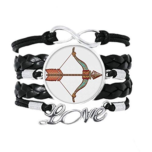 Bracelet Sagittaire cuir torsadé homme femme bijou zodiaque noir