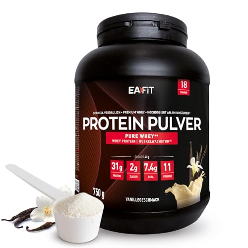 Protein Pulver Vanille 750g - Premium Eiweiss protein pulver für Muskelaufbau - Whey Protein Isolate - Protein Pulver mit Shaker Empfehlung - für Shaker Protein & Fitness - EAFIT