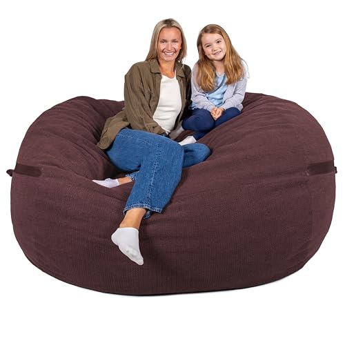 Image of Big Joe Fuf 8Ft Giant Foam Bean Bag Chair, Oversized Couch with Removable Cover for Kids, Teens, Adults, Merlot Cloudweave, 8 Foot | Premium Shredded Foam Filled, Cloudweave, Adult-Sized Comfortable Seating, Supports Up to 300 lbs