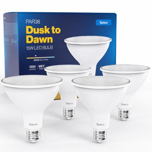 Sunco 4 Pack PAR38 LED Flood Light Bulb, Dusk to...