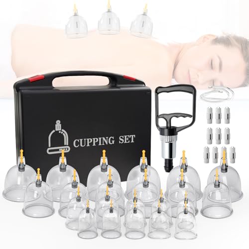 La Mejor Selección de Venta maletas . 43 Surmol - Juego de terapia de ventosas profesional chino de 22 tazas en casa para terapia de masaje, portátil, juego de máquina de ventosas con bomba magnética al vacío, kit de...