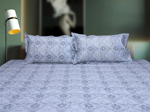 Image of Super Bedzz by Prihaal Decor Cotton Double Size Bedsheet with 2 Pillow Cover Size:108x108 (Blue 6) bedsheet for Double Bed, Cotton Double bedsheet, Suitable for Bedroom, Gift Set