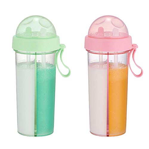 Cyrank Water Bottle with Straw,2 in 1 Cup Water Bottle with Two Straws Double Sided Water Bottle - Image 2