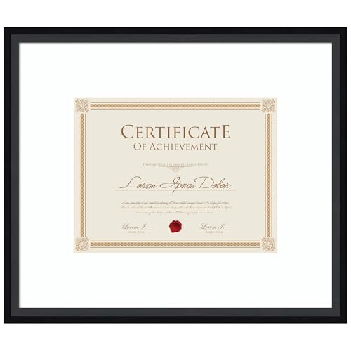 Amanti Art Diploma Frame 8.5x11 Certificate Size Photo Frame, Lucie Black Wood Framing for your Wedding Photos, Family Pictures, Diploma, Certificate, Kids Art Gift for Mom or Poster Wall Decor