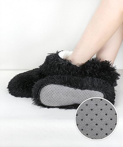 Image of DICUIRD Slipper Socks for Women,Fuzzy House Indoor Boots Slippers with Soft Soles,Warm Cozy Fluffy Sherpa Lined Booties Socks with Non Slip Bottom