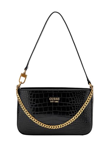 Guess Damen Katey Croc Mini TOP Handtasche, Schwarz