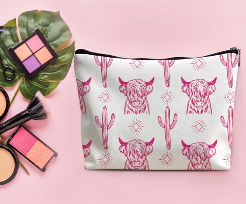Image of Western Makeup Bag - Cowgirl Stuff, Cow Makeup Bag - Leather COW L