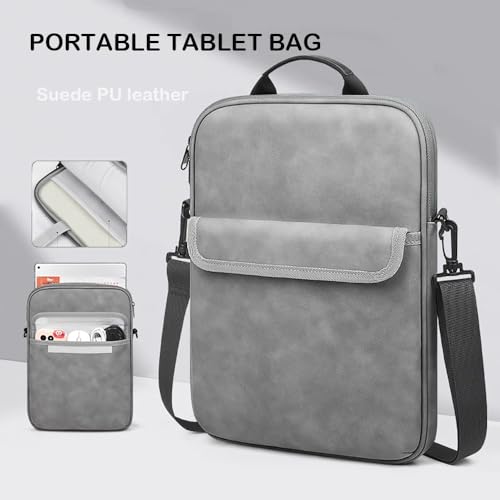 Image of ProElite Tablet Sleeve Bag Upto13 inch for iPad Air 13 /Pro 13 /Pro 12.9 Galaxy Tab S7 /S8 /S9 Plus /S7 /S9 FE Plus 12.4 inch, Lenovo Tab P12, idea tab pro, Yoga Tab Plus, Handle with Shoulder Strap, Dark Grey