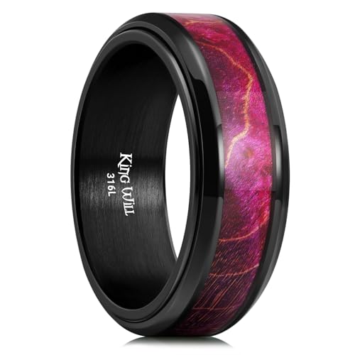 Image of King Will 316L Stainless Steel Spinner Ring for Men Women- 8mm Width Fidget Ring with Dragon /Celtic Knot Pattern, Stress Anxiety Relief Comfort Fit Wedding Band