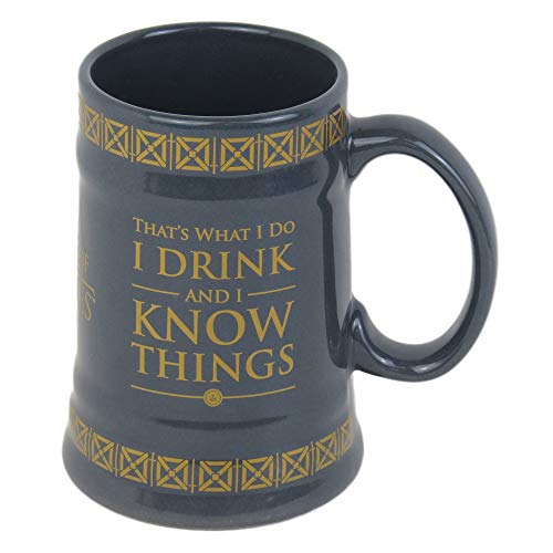 Game of Thrones Krug I Drink And I Know Things 595ml, Keramik, grau, 13.6 x 10.4 x 14.9 cm