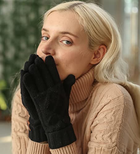 Bequemer Laden Warme touchscreen-handschoenen voor dames en heren, met tornover, ribmanchet, gebreide handschoenen, ruitpatroon - Image 7