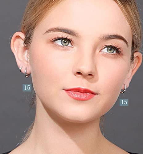 Tiny Small Sleeper Hoop Earrings for Women Cartilage 925 Sterling Silver Tragus Cuff Hinged Huggie Mini Hoops 10mm 13mm 15mm Fashion Jewelry Gifts Hypoallergenic for Birthday2
