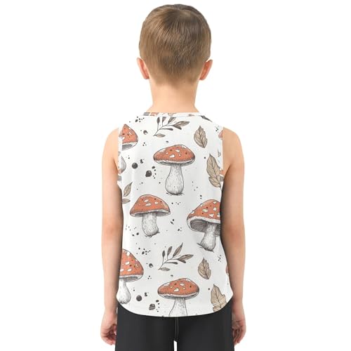 JUNZAN Autumn Mushrooms Retro Boys Tank Tops Sleeveless Teens Vest Workout Shirts for Workout Gym Fitness Cycling Swim 3T3