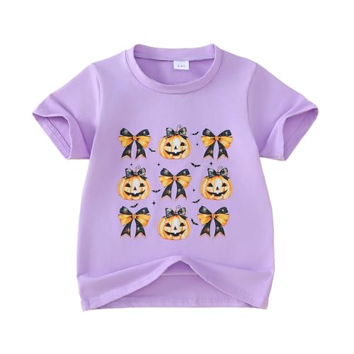 Girl Halloween Shirt Bow/Pumpkin T-Shirt Top Fall Halloween Outfit 3-8 Years