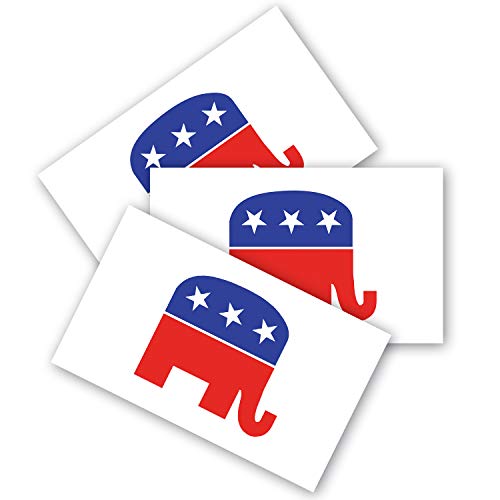 3x5 Republican Sticker 3-Pack Made with Durable Waterproof Materials Republican Elephant Bumper Sticker Election Sticker Republican Sticker Conservative Sticker Republican Elephant Decal Conservative Decal