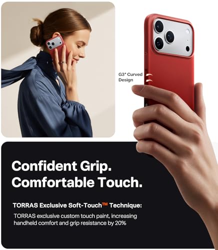 Image of TORRAS Magnetic Slim Fit for iPhone 17 Pro Case Thin Fit for MagSafe, Red