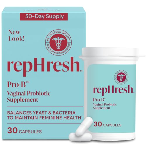 RepHresh Pro-B Vaginal Probiotic Supplement, pH Balance, Probiotics for Women, Balances Yeast and Bacteria to Maintain Feminine Health, Daily Oral Capsules, 30 Count