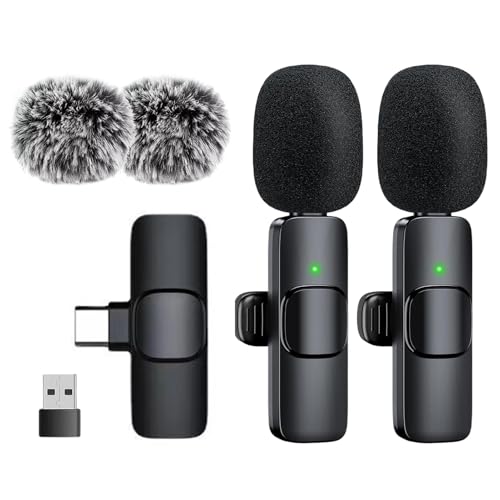 Lavalier Microphone -Wireless Lapel Microphone |ノイズキャンセリングミニマイクワイヤレス|ネックマイクのポータブルクリップ|ポッドキャスティングインタビューのための サウンドレコーダーVlogging Studio