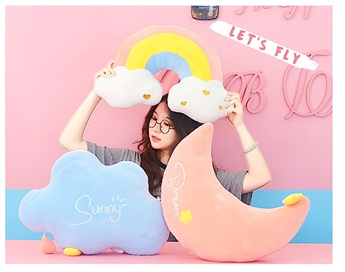 Moon Cloud Regenbogen-Kissen – weiches Plüschkissen, geformt wie Wolke und Regenbogen, Kinderzimmer-Dekoration & Sofa-Schlafkissen