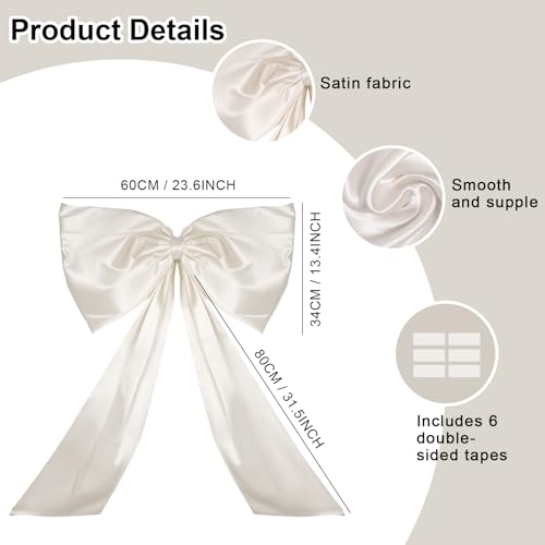 24 x 36 Inches Big White Bow Decor,Coquette Room Decor,Giant Bow Room Wall Decorations,Birthday Party Backdrop Wall Wedding Decorations(White)