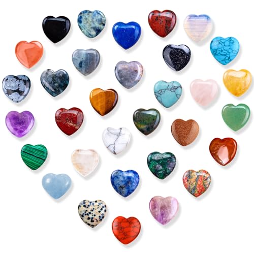 22 stuks helende kristallen, hart edelstenen, liefdeshart natuurlijke edelstenen, Valentijnsdag, multi gepolijste zakstenen voor stressverlichting, Reiki chakra healing, meditatie