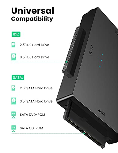 UGREEN USB 3.0 IDE SATA Adapter Harde Schijf Adapter voor 2,5/ 3,5 inch IDE SATA HDD SSD SATA naar USB Adapter met… - Image 3
