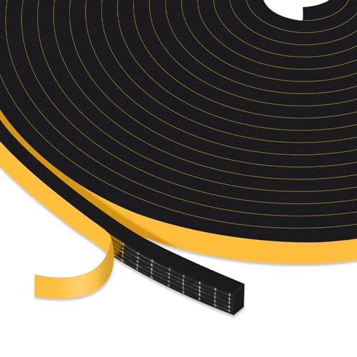 YIMIKI Joint Isolation Fenêtre en Mousse Adhésif, Joint Porte Entrée en Caoutchouc Antioxydant, Joint Phonique Multiusage Coupe Vent, 6mm (L) x 3mm (H), chaque 5 m, 3 rouleaux, total 15m (L)