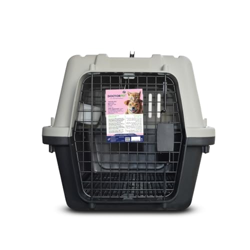 Doctor Pet Pet Carrier Crate 61x45x41.5 cm - IATA Approved Travel Crate - Safe & Comfortable Pet Transport for Cats & Small Dogs