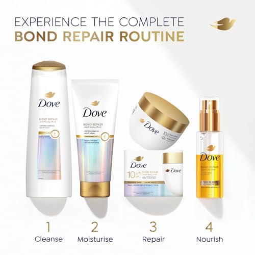 ماسك علاج الشعر بوند ريبير من دوف، ماسك لشعر صحي وحيوي وناعم، عناية بالبروتين الحيوي، لمعالجة وتغذية آثار التلف في دقيقة واحدة، 265 مل