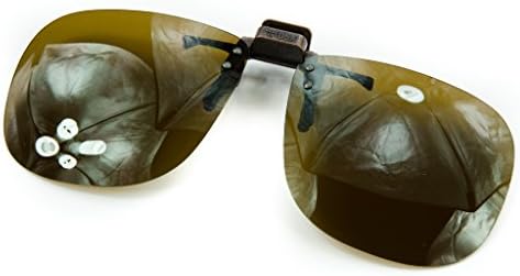 Polarized Bronze Metal Clip On Flip Up Brown Sunglass Lenses, Large Square, 60mm Wide X 54mm High, 136mm Wide with Bridge (2 Pack)