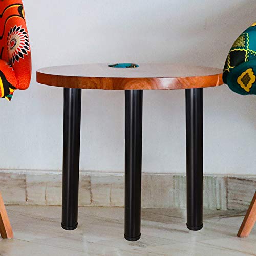 Image of QLLY 14 Inch Adjustable Metal Coffee Table Legs, Heavy Duty Round Furniture Legs with 1 inch Leveling Feet for Ottoman, Bench, End Table and Sofa Replacement, Set of 4 (Black)