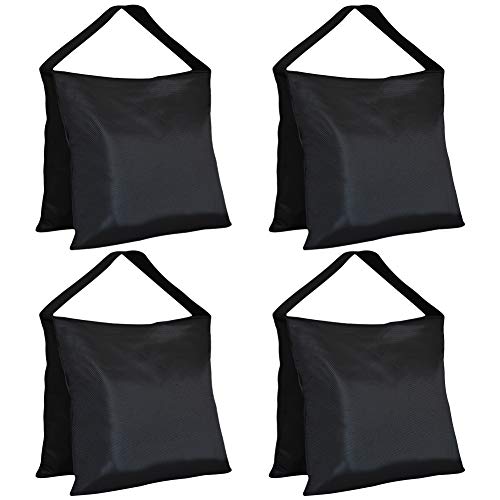 Keymaya Heavy Duty Photographic Sandbag Weights Studio Video Sand Bag with Saddlebag Design for Light Stands, Boom Stand,Tripod,Backyard,Outdoor Patio,Sports-4pcs Set (Black)