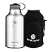 Swig Savvy's Insulated Water Bottle and Beer Growler Wide Mouth 64Oz Capacity Double Wall Design for Hot and Cold Beverages with Water bottle Pouch, Stainless Steel
