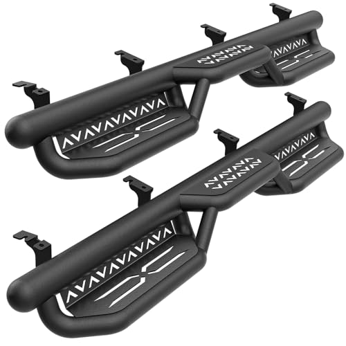 YZONA CrewMax Cab Running Boards Compatible with 2022 2023 2024 2025 2026 Toyota Tundra Crew Max Cab Side Steps Two Stair Drop Design Style Black Truck Side Rails Nerf Bars (Black Powder Coated)