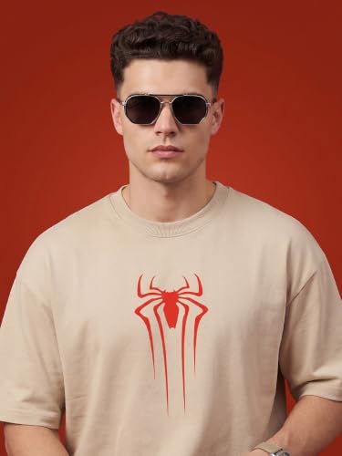 Image of Veirdo Men Spider-Man Printed Oversized T-Shirt
