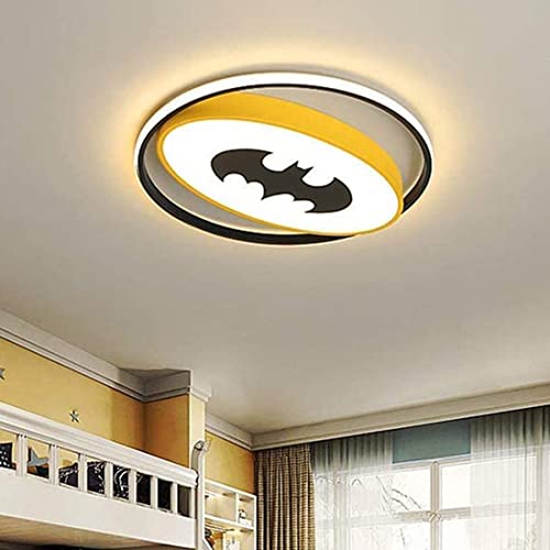 Plafonnier LED Dessin Animé Lampe de Chambre d'Enfant Batman Plafonnier Dimmable Télécommande Lumière de la chambre des Garçon bébé Creative LED lustre Éclairage Chambre à Coucher Applique, 50cm, 48W Cover