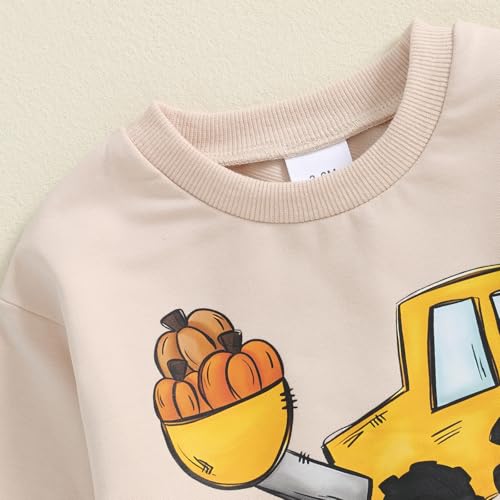 Yokjzjd 2Pcs Toddler Baby Boy Halloween Outfit I Dig Fall Truck Sweatshirt Long Sleeve T-Shirt Jogger Pants Set Fall Clothes thumb #2