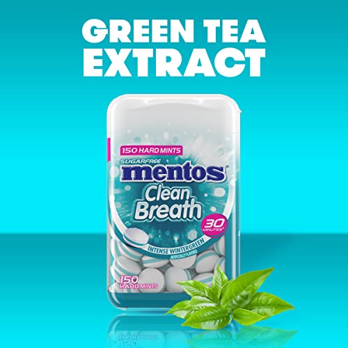 Image of Mentos Clean Breath Hard Mints, Wintergreen, 150 Piece Bottle (4 Pack)