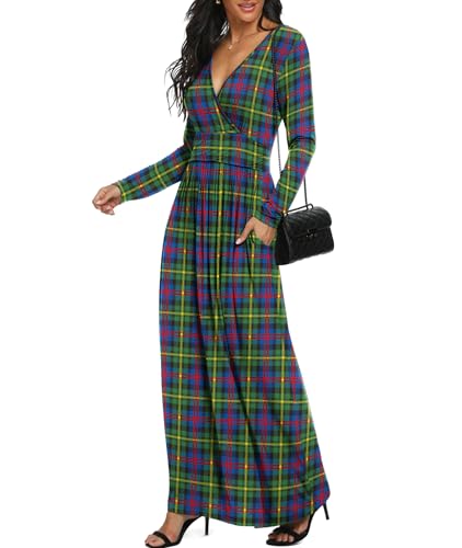 Image of LILBETTER Women Long Sleeve Deep V Neck Loose Plain Long Maxi Casual Dress