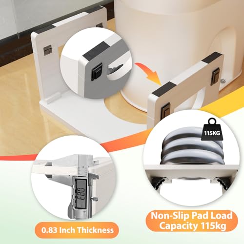 Image of Folding Toilet Stool 7 inch&9 inch Adjustable, White Poop Stool for Adults & Kids