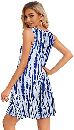 Image of elescat Women's Summer Dresses 2026 Beach Casual Sleeveless Floral Print Tank Loose Sundress with Pocket