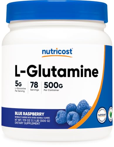 Image of Nutricost L-Glutamine Powder (500 Grams) (Blue Raspberry)
