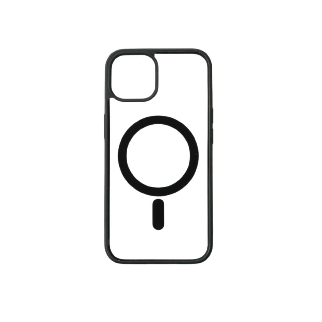 WE Custodia protettiva in gomma per Apple iPhone 14, retro trasparente, contorno opaco, colore: nero