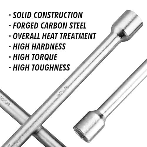 Image of Heavy Duty 4 Way Cross Wheel Wrench Spanner - (17mm x 19mm x 21mm x 23mm) | Car Lug Nut Torque Wrench Tool | Wheel Spanner Kit for SUV, Truck, Car