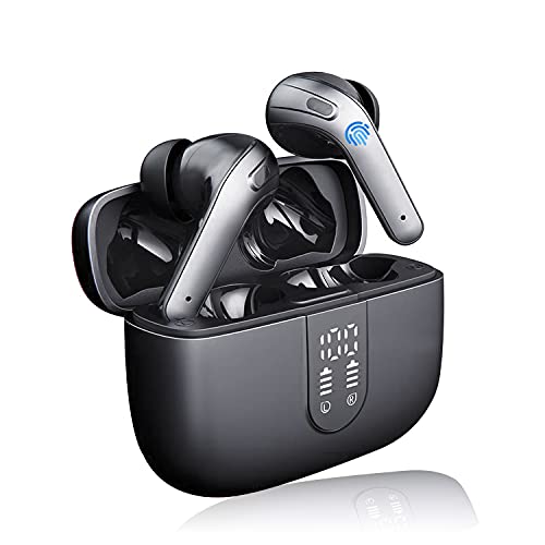 Kabellose Kopfhörer, Bluetooth Kopfhörer 5.0, IPX7 Wasserdicht, 35H Spielzeit, LED-Display, USB-C Schnellladung, HIFI Stereo Sound, Touch Control Tiefer Bass für Sport Arbeit Outdoor Cover